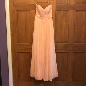 Strapless pink prom dress